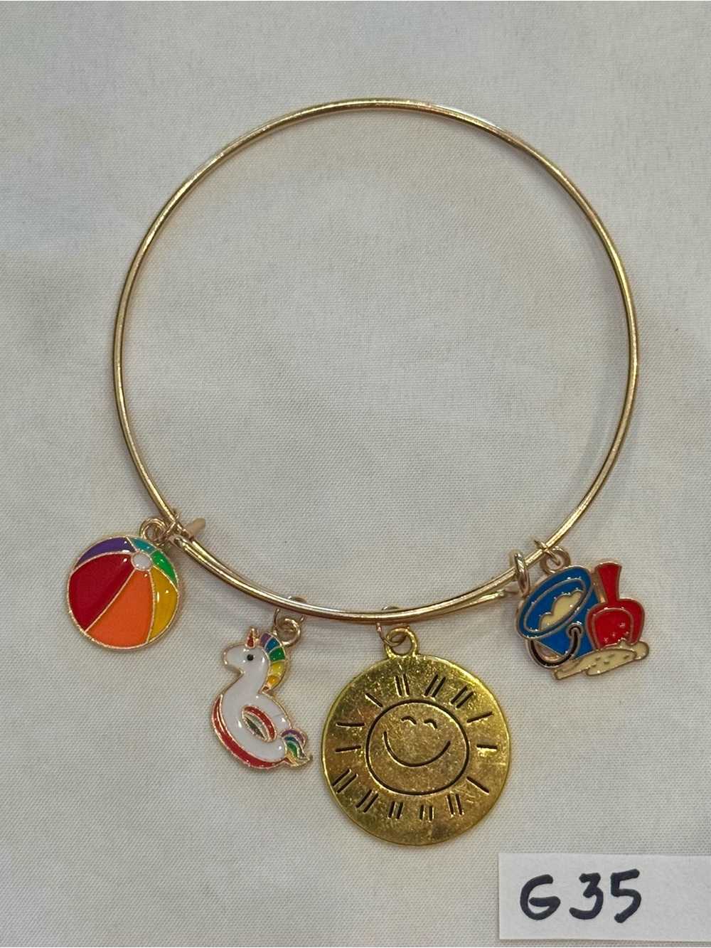 G35 Sunshine Beach Summer Vacation Pool Charm Bangle Bracelet